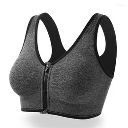 Yoga Outfit Women Pro Sports Bra Tops Full Cup Shockproof Breathable Pilates Bras Sport Front Zipper Sportswear Push Up