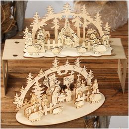 Christmas Decorations 1Set Wooden Diy Decoration Ornament Gift For Child Navidad Natal Xmas Home Party Supply Dbc Drop Delivery Gard Dheh0