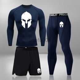 Men's Tracksuits Men's Running Set Gym Legging Thermal Underwear Compression Fitness MMA Rashguard Male Quick-Drying Tights Track Suit 3 Pct J230531