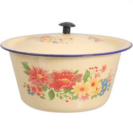 Bowls Enamel Basin Household Soup Stainless Steel Containers Lids Storage Tureen Pot Mixing Tub Plate Handwashing