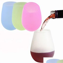 Wine Glasses Sile Rubber Glass Shatterproof Beer Cups For Outdoor Bbq Cam Glasses370Ml12.5Oz Vf0171 Drop Delivery Home Garden Kitche Dh7Qv