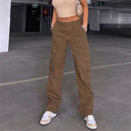 Грузовые джинсы для женщин 2023 Новая низкая талия мода больше, чем карманные мешковатые брюки.