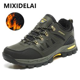 Brand Men Boots Warm Plush Snow Boots Men Winter Boots Outdoors Sneakers Waterproof Mens Ankle Boots Non-slip Men Hiking Boots