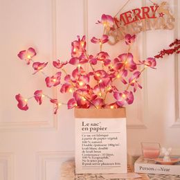 Decorative Flowers 20 LED String Battery Power Simulation Orchid Branch Light Vase Filler Flower Willow Fairy Garland Home Decoration