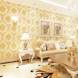 Wallpapers Wallpaper European Luxury High-grade Warm Bedroom 3D Three-dimensional Living Room Atmosphere Damascus TV Background Wall