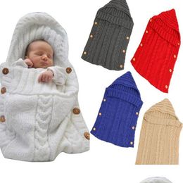 Other Home Textile Wholesale Infant Acrylic Wrap Er Bags Baby Slee Born Swaddling Sleep Bag Knit Sleepsacks Button Dh0739 Drop Deliv Dhjnj