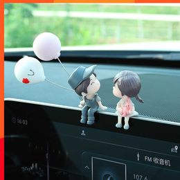 New Cute Cartoon Couples Action Figure Figurines Balloon Ornament Auto Interior Dashboard for Girls Gifts Drop Car Accessories
