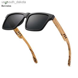 Ravenisa Zebra Wood Square Sunglasses Polarised Sun Glasses Men Brand Designer Wooden Glasses Frames Oculos De Sol Feminino L230523