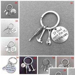 Other Festive Party Supplies Metal Small Tools Keychain Keyring Letter Print Car Personalise Gadget Birthday Fathers Day Gift Vt17 Dho0D