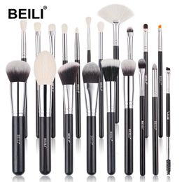 Brushes BEILI High Quality Makeup Brushes Kit Black 20pcs Goat Hair Eyeshadow Fan Brushes Powder Concealer Foundation Make up Brush Set