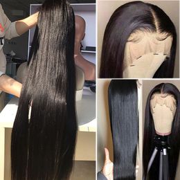 HD 13x6 Transparent 40 Inch Bone Straight Lace Front Human Hair Wigs For Black Women 4X4 5X5 6X6 Brazilian Closure Frontal Wig