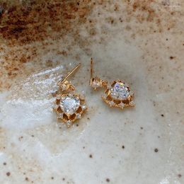 Dangle Earrings Amaiyllis 925 Sterling Silver CZ Zircon Heart Stud Fashion Micro Crystal Drop For Female Jewellery