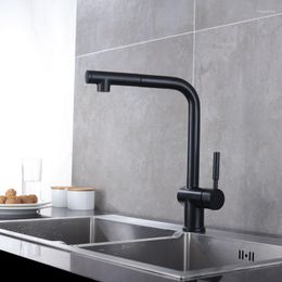 Kitchen Faucets Single Handle Sink Faucet With Pull Out Sprayer 1 Hole Stainless Steel Modern 360° Swivel