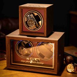 Watch Boxes Cases Wood Automatic Winding Clock Swing Luxury Electric Wooden Storage Box with Charge Shaker