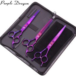 Tools Purple Dragon Japan Stainless 7'' Professional Dog Grooming Scissors Kit Straight Scissors Thinning Shears Curved Scissors Z3002