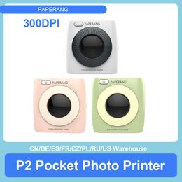 Printers PAPERANG P2 Pocket Mini Printer 300dpi BT Wireless Printer Portable Thermal Printer for Photo Picture Receipt Label Sticker