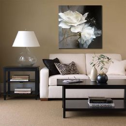 Handmade Impressionist Canvas Art Flowers in Black and White willem Haenraets Painting Romantic Artwork for Wall Decoration