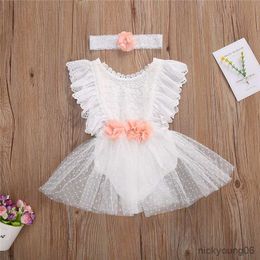 Clothing Sets Summer New Newborn Baby Girl Sleeveless Flower Cotton Romper Jumpsuits Headband 2pcs