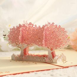 Greeting Cards Cherry Up 3D Card With Envelope For Girlfriend Couple Gifts Anniversary Valentine Day Postcard