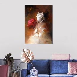 Canvas Art Hand Painted Rose Impressionist Willem Haenraets Oil Painting of a Colorful Flower Garden for Living Room Decor