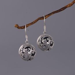 Dangle Earrings Thai Silver Craft Hollow Spherical Retro Auspicious Clouds For Women Chinese Style Classic Hanfu Accessories Jewellery