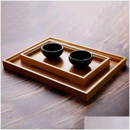 Tea Trays Household Rec Bamboo Wood Nature Delicate Kitchen Bread Cake Dishes Mti Size Food Snack Plates Vt1607 Drop Delivery Home G Dha1I