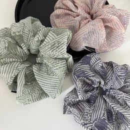 Korean Senior Sense Small Fragrance Net Yarn Striped Hair Scrunchie Elastic Rubber Band Tied Ponytail Hair Rope Hair Accessories