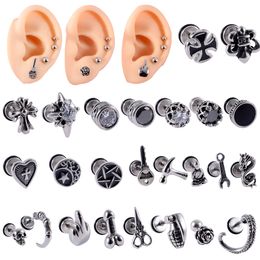 1PC Stainless Steel Ear Tragus Cartilage Piercing Rose Lobe Flower Earring Middle Finger Stud Helix Cartilage Piercing Jewelry