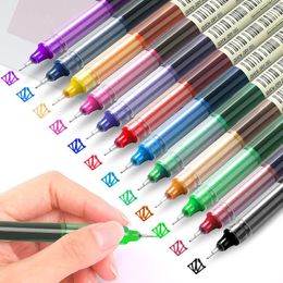 Rolling Ball Pen 12Pcs Assorted Coloring Quick Drying Ink 0.5mm Fine Point Liquid Multicolored For Journaling Smooth Writing