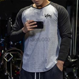 Men's T-Shirts New Sports Shirt Men Fitness Running T Shirts Long Sleeve cotton T Shirts Elastic Sportswear Gyms Bodybuilding Training T-shirt J230531