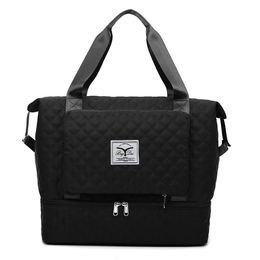 Bags Folding Bags Oxford Cloth Diamond Lattice Shoulder Bag Waterproof Large Capacity Luggage Bags Travel Swim Sports Gym Handbags