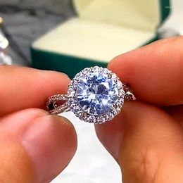 Cluster Rings Fashion Gorgeous Big Round Engagement Ring Square CZ Promise Proposal For Girlfriend Women Trendy Jewelry