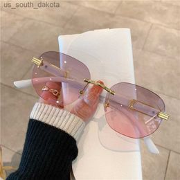 KAMMPT Fashion Vintage Sunglasses Women Rimless Men Luxury Brand Designer Marble Grain Sun Glasses Travel Driving Eyewear UV400 L230523