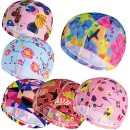 Swimming Multi Colour pattern men's and women's fabric Unisex adult swimming pool diving water sports elastic bathing turbo caps P230531