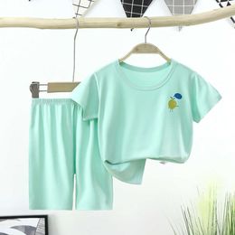 Kleidungssets für Jungen und Mädchen, Sommer-T-Shirts und elastische Shorts für Kinder, Jungenkleidung aus Baumwolle, lässig für Kinder