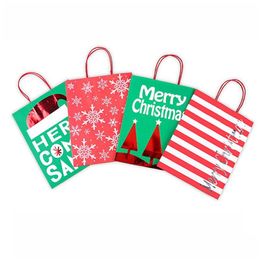 Gift Wrap Christmas Bags Santa Tree Kraft Paper Bag Portable Handle Merry Storage Pouch Vt1619 Drop Delivery Home Garden Festive Par Dhjdz