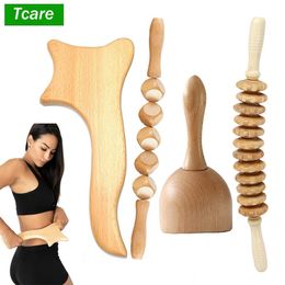 Relaxation Tcare 4Pcs/Set Deluxe Wood Massage Therapy Tools for Body Shaping Set Home Gym Professional Wood Therapy Tools Maderoterapia Kit