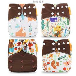 Ai2v E72b Cloth Diapers Happyflute Fashion Style Baby Nappy 4pcsset Cover Waterproof Reusable 230203