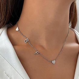 Choker Stainless Steel Letter BF Heart Necklaces For Women Fashion Simple Silver Colour Clavicle Party Friendship Gift Jewellery