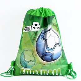 football Theme Backpack Happy Birthday Party Non-woven Fabrics Soccer Ball Drawstring Gifts Bag Baby Shower Mochila