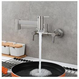 Kitchen Faucets Copper Folding Faucet Water Tap With Double Joint Swing Arms Rotated Wall Mounted For And Cold