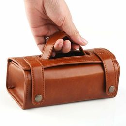 Blade Mens PU Leather Travel Toiletry Bag Shaving Wash Case Organizer Bag Brown/Black for Protect Shaver Shaving Gift Container