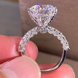 Band Rings Luxury White Cubic Zirconia Engagement Rings for Women Silver Color Elegant Bride Wedding Party Accessories Gifts Trendy Jewelry J230531