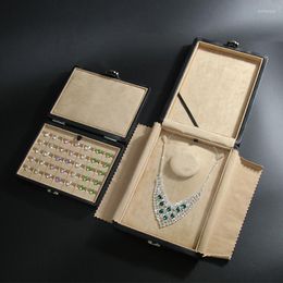 Jewellery Pouches Suede Chain Box Rectangular Loose Diamond Necklace Pendant Leather Storage In Stock
