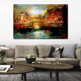 Canvas Art City Amsterdam Elegant Handmade Willem Haenraets Painting Impressionist Landscape Artwork for Home Wall Art