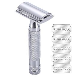 Blade Yintal Double Edge Razor Men Shaving Sliver Copper Alloy Nonslip Handle Men's Manual Shaver