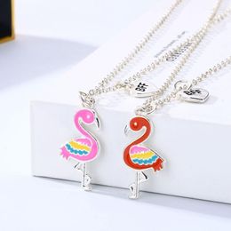 Pendant Necklaces 2pcs/set Couple Flamingo Necklace For Men Women Jewelry Wedding Lovers Good Friend BFF