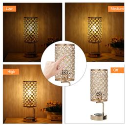 Table Lamps Touch Dimmable Lamp With 2USB Port Rechargeable Eyes Protection Reading Light Metal Lampshades Bedside Desk Gifts