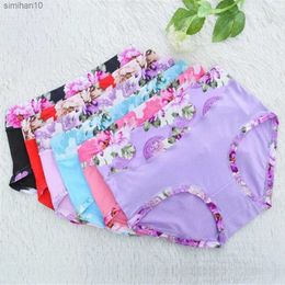 Briefs Panties 5Pcs Print Panties Women's Underwear Cute Cotton Panties Plus Size Briefs Girl Ladies Lingeries Panty Sexy Underpants For Women L230518