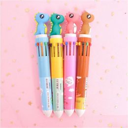 Ballpoint Pens Office Cartoon Colorf Writing Pen School Supply Stationery 10 Colour Lovely Student Flamingo Head Dh1328 Drop Delivery Dhhsy